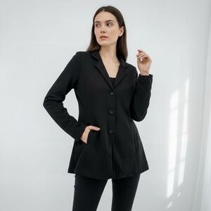 Eileen Fisher Washable Flex Ponte High Collar Jacket Size Large Black